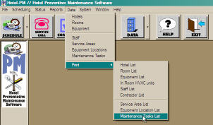 Printing the Standard Maintenance Tasks